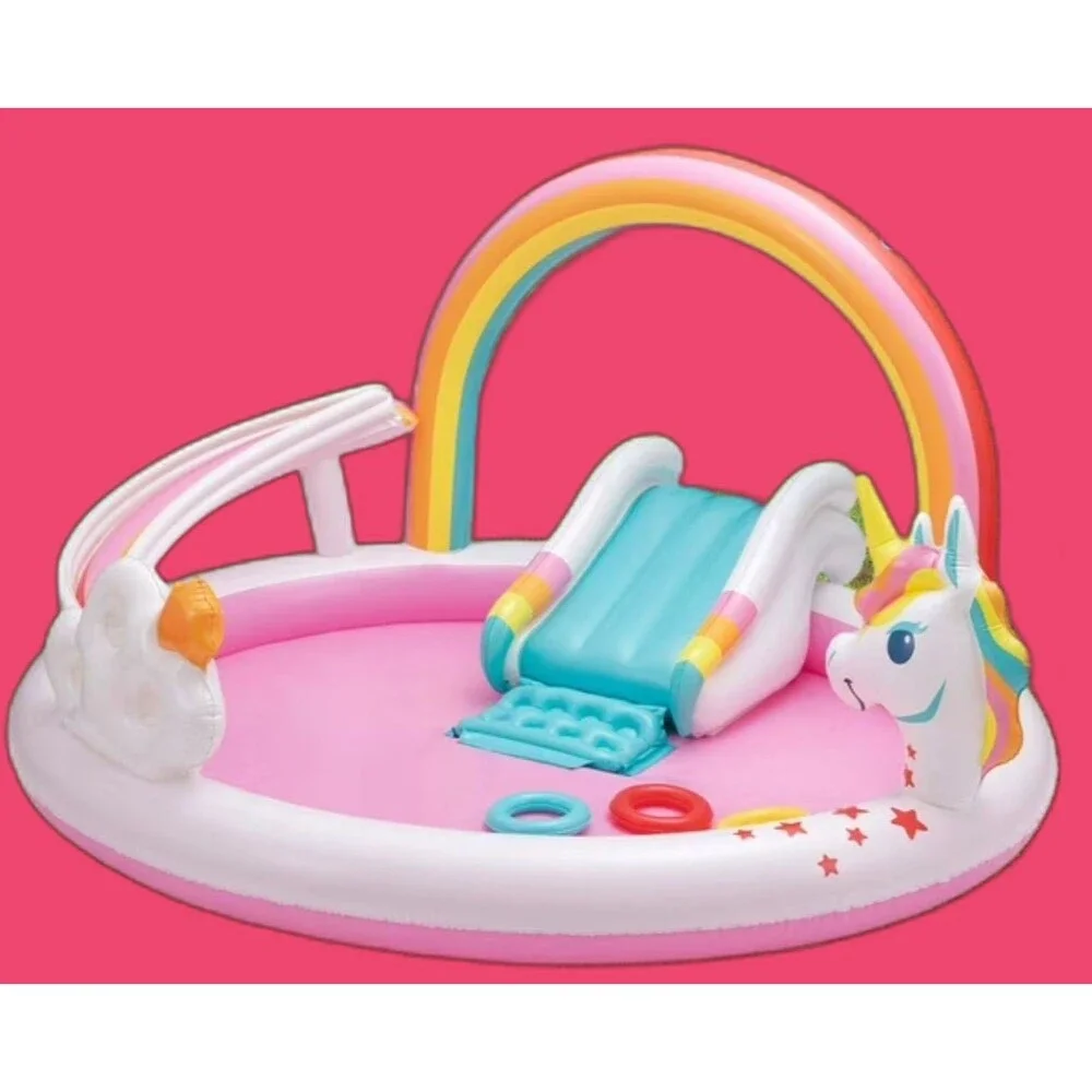 Bluescape Rainbow Unicorn Play Center Inflatable Kids Pool Play Center Toys NEW - Picture 2 of 6